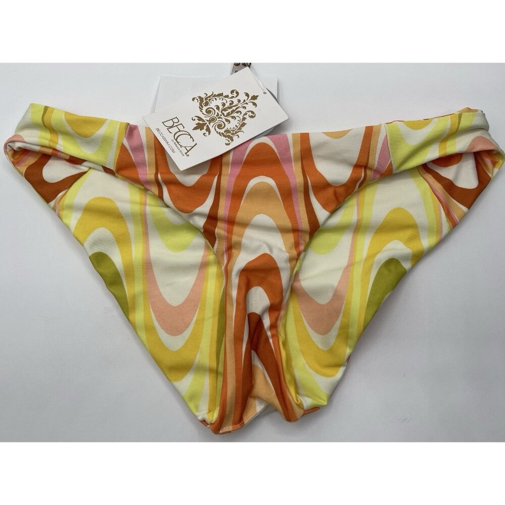Becca Bikini Bottom Womens Size Small Hipster Hippie Orange‎ Yellow Reversible